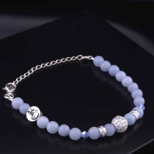 Bracelet Boule Strass en Angélite