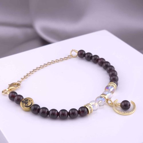 Bracelet Lune en Grenat et Aqua Aura