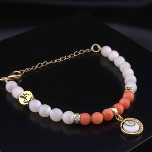 Bracelet Cercle Strass Sainte Lucie en Nacre et Corail