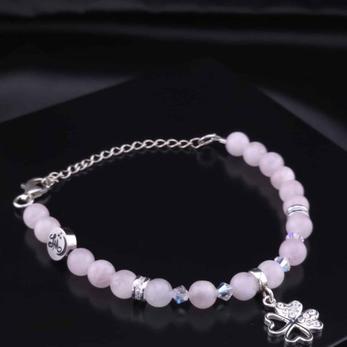 Bracelet Trèfle en Quartz rose