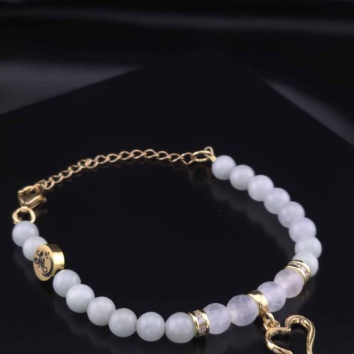 Bracelet Cœur en Jade de Birmanie et Sélénite