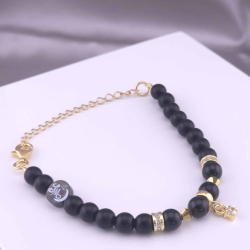 Bracelet Zircon en Onyx noir mat et Tourmaline noire