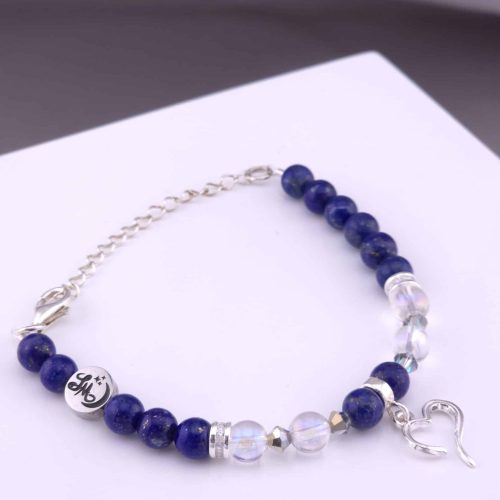 Bracelet Cœur en Lapis Lazuli et Aqua Aura