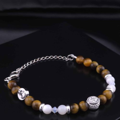 Bracelet Boussole en Œil de tigre et Nacre