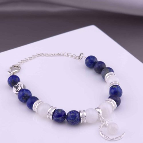 Bracelet Lune en Lapis Lazuli et Labradorite blanche