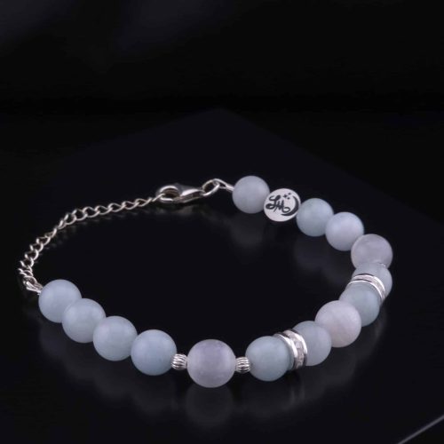 Bracelet en Aigue Marine, Sélénite et Labradorite blanche