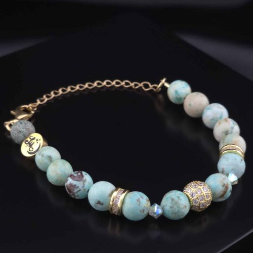 Bracelet Boule Strass en Turquoise du Pérou