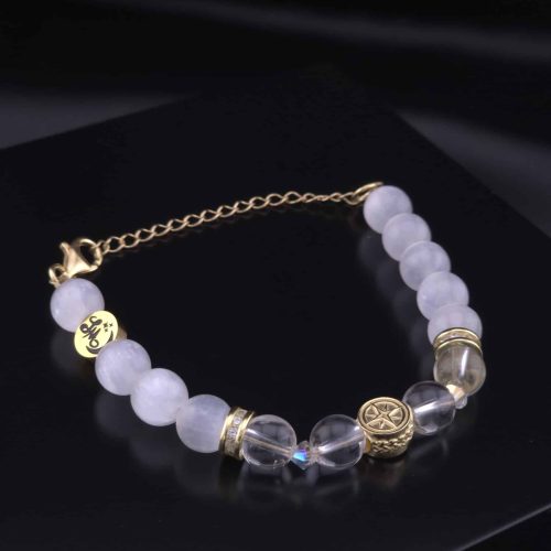 Bracelet Boussole en Sélénite et Cristal de roche